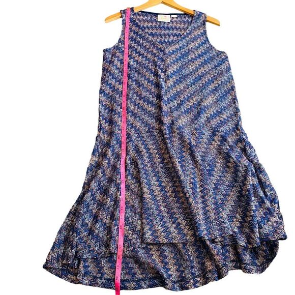 Anthropologie Maeve Drop Waist Zig Zag Swing‎ Dress Size S Dark Blue Multicolor - Picture 12 of 12